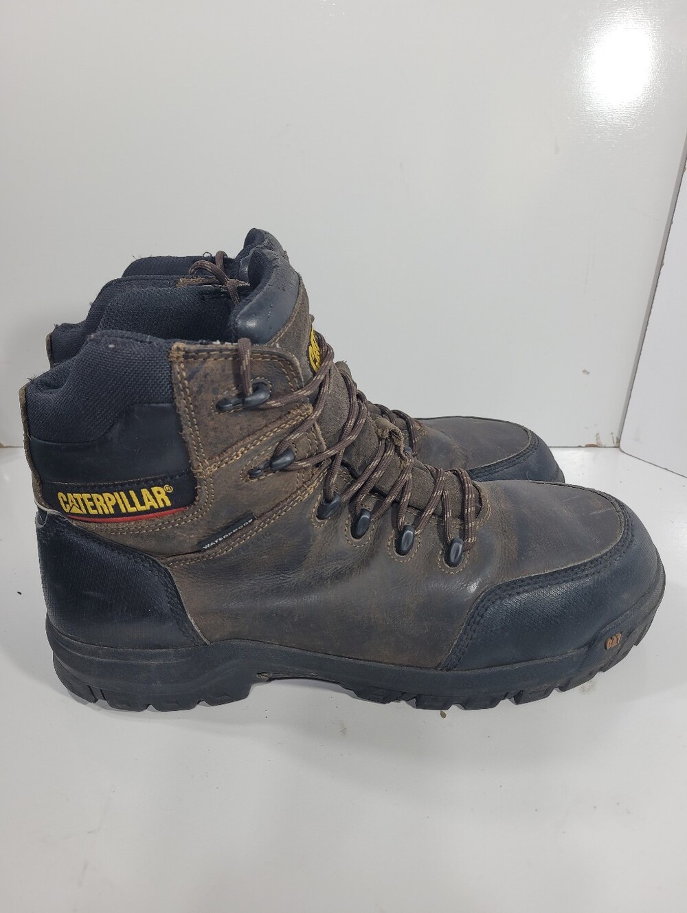 Caterpillar Resorption Men’s Work Boots P90977 Size 13 Brown Waterproof Comp Toe